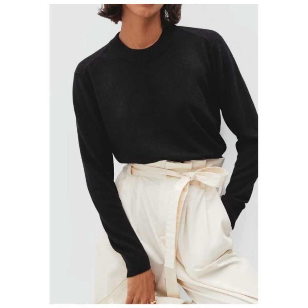 Everlane Cashmere Crewneck Sweater Women's XS Black Old Money